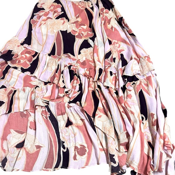 Free People Pink Bring Back The Summer Asymmetric Ruffle Maxi Skirt Size 10 NWT - Picture 10 of 16